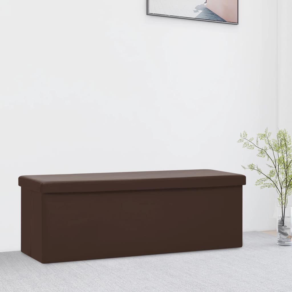 Banc de rangement pliable Marron PVC Bancs coffres vidaXL   