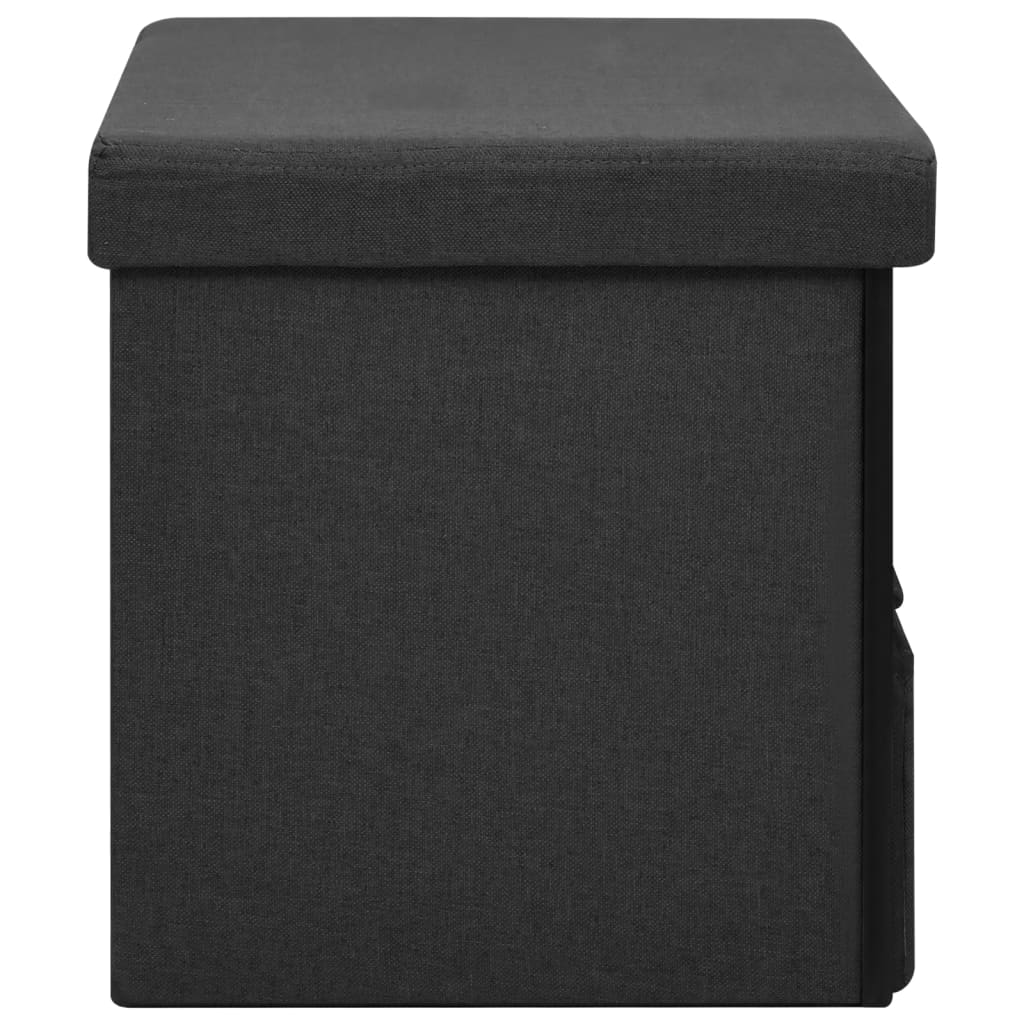 Banc de rangement pliable Noir 76x38x38 cm Faux lin Bancs coffres vidaXL   