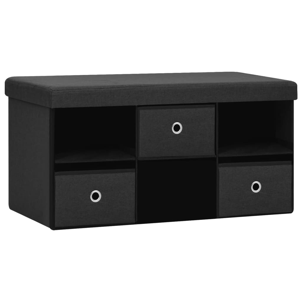 Banc de rangement pliable Noir 76x38x38 cm Faux lin Bancs coffres vidaXL   