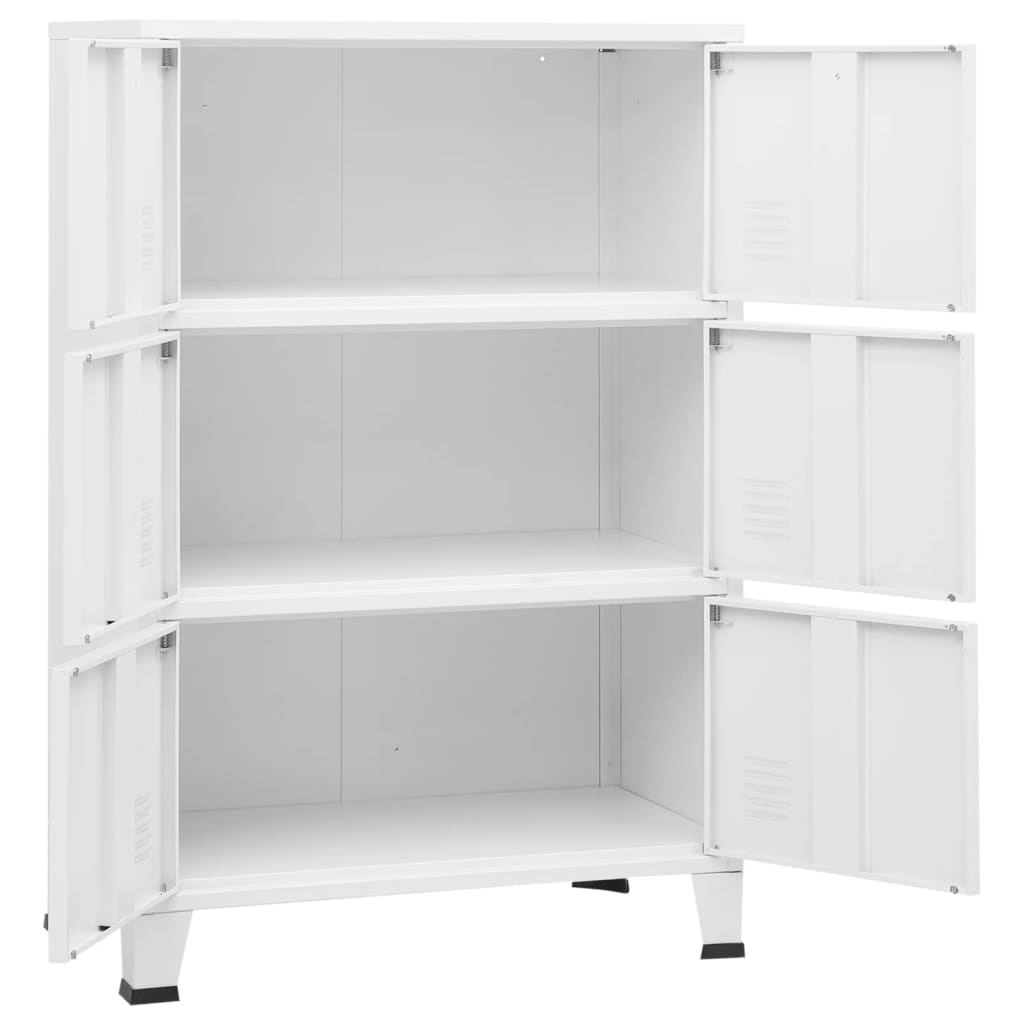 Coffre de rangement industriel Blanc 75x40x115 cm Métal Coffres de rangement vidaXL