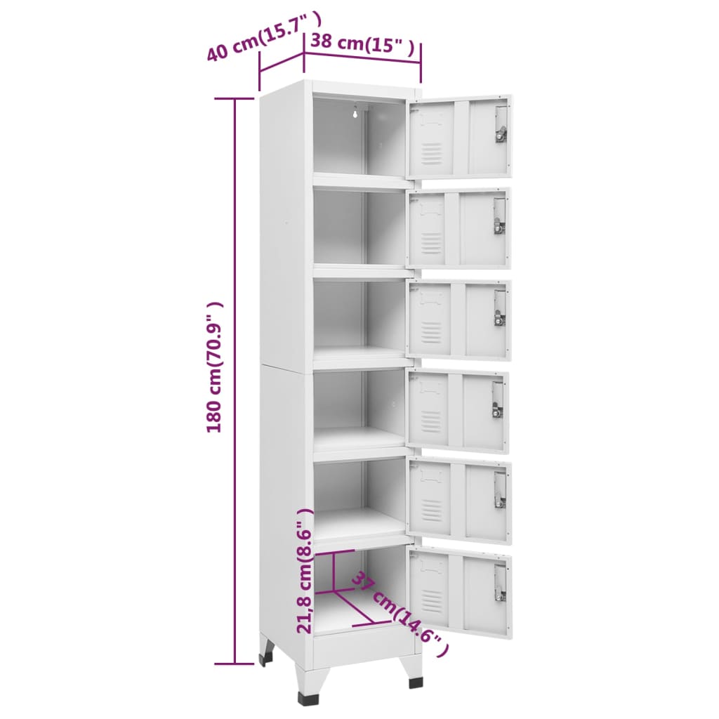 Armoire à casiers Gris clair 38x40x180 cm Acier Casiers & armoires de rangement vidaXL   