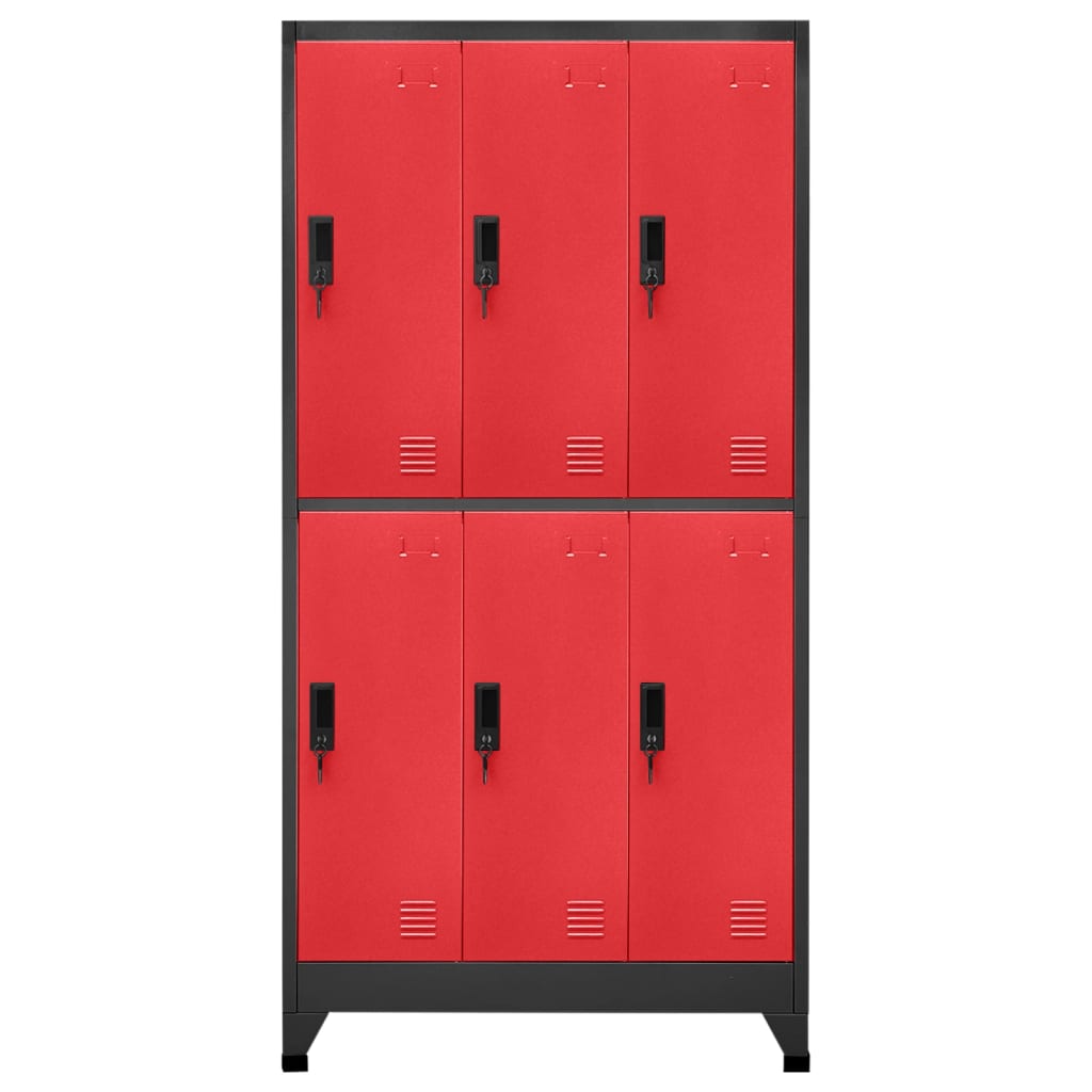 Armoire à casiers Anthracite et rouge 90x45x180 cm Acier Casiers & armoires de rangement vidaXL   