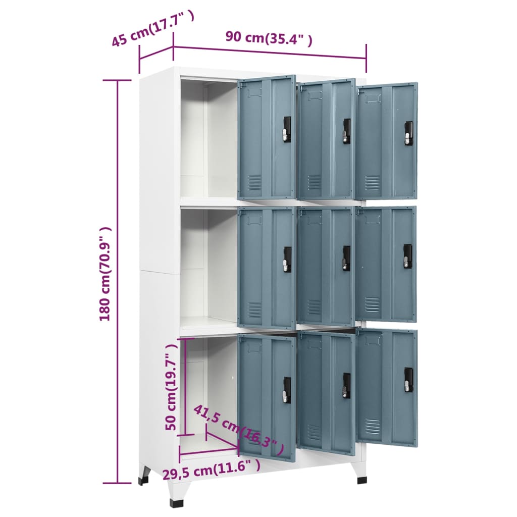 Armoire à casiers Gris clair et gris foncé 90x45x180 cm Acier Casiers & armoires de rangement vidaXL   