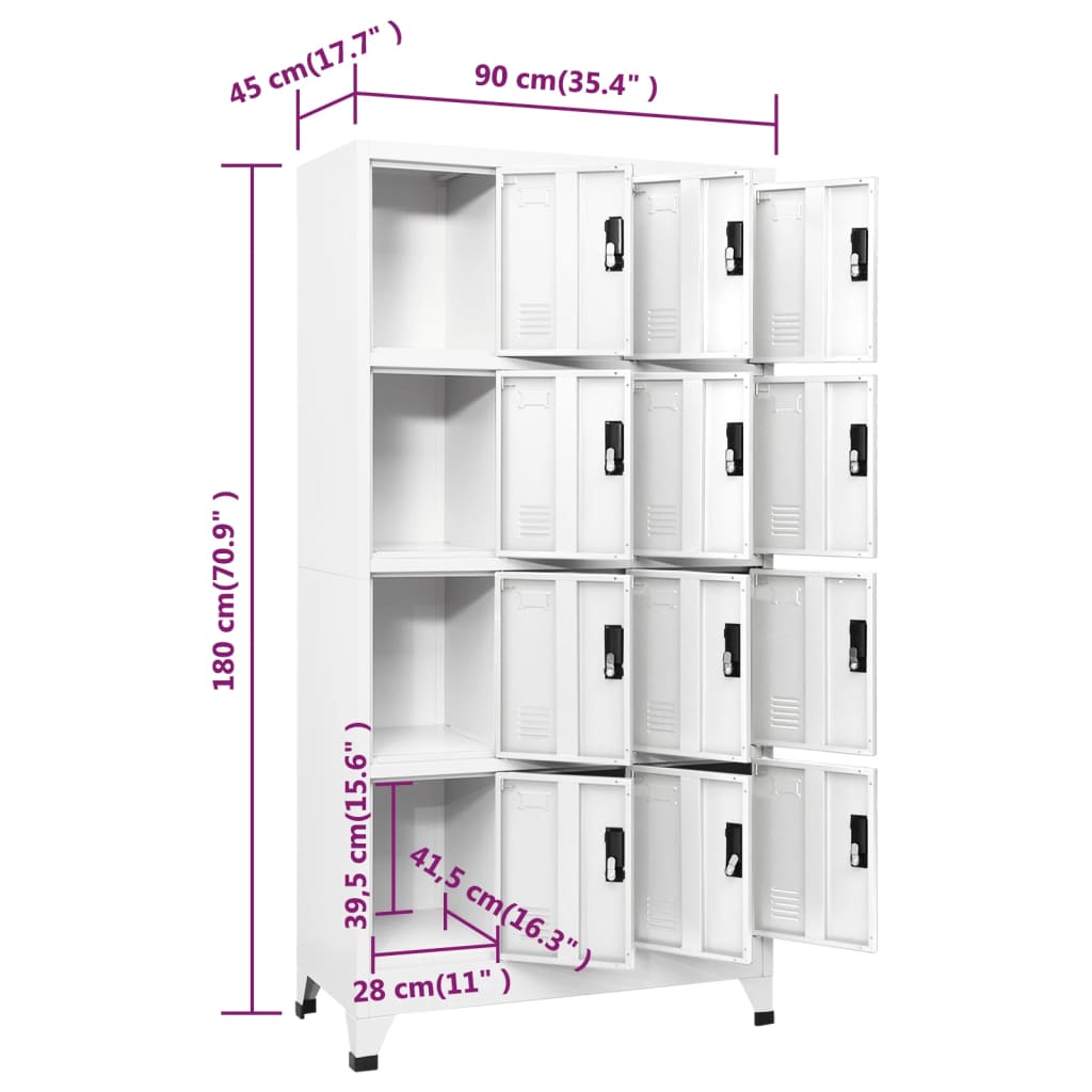 Armoire à casiers Blanc 90x45x180 cm Acier Casiers & armoires de rangement vidaXL   