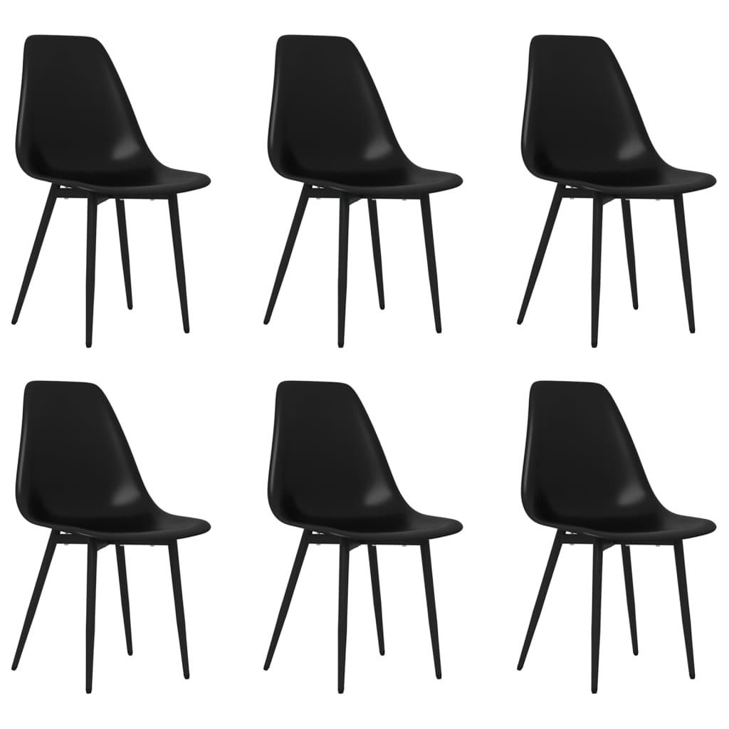 Chaises à manger lot de 6 noir PP Chaises de cuisine vidaXL   