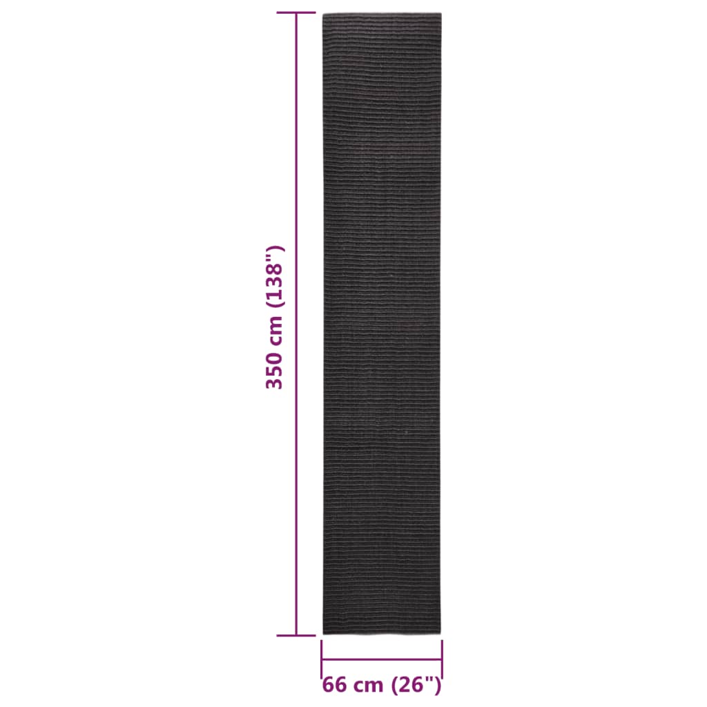 Tapis Sisal naturel 66x350 cm Noir - Xios Store SNC