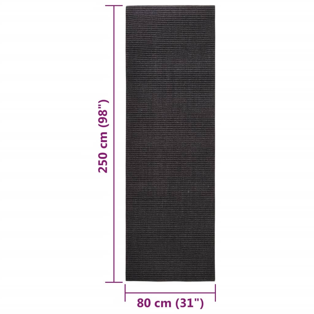 Tapis Sisal naturel 80x250 cm Noir - Xios Store SNC