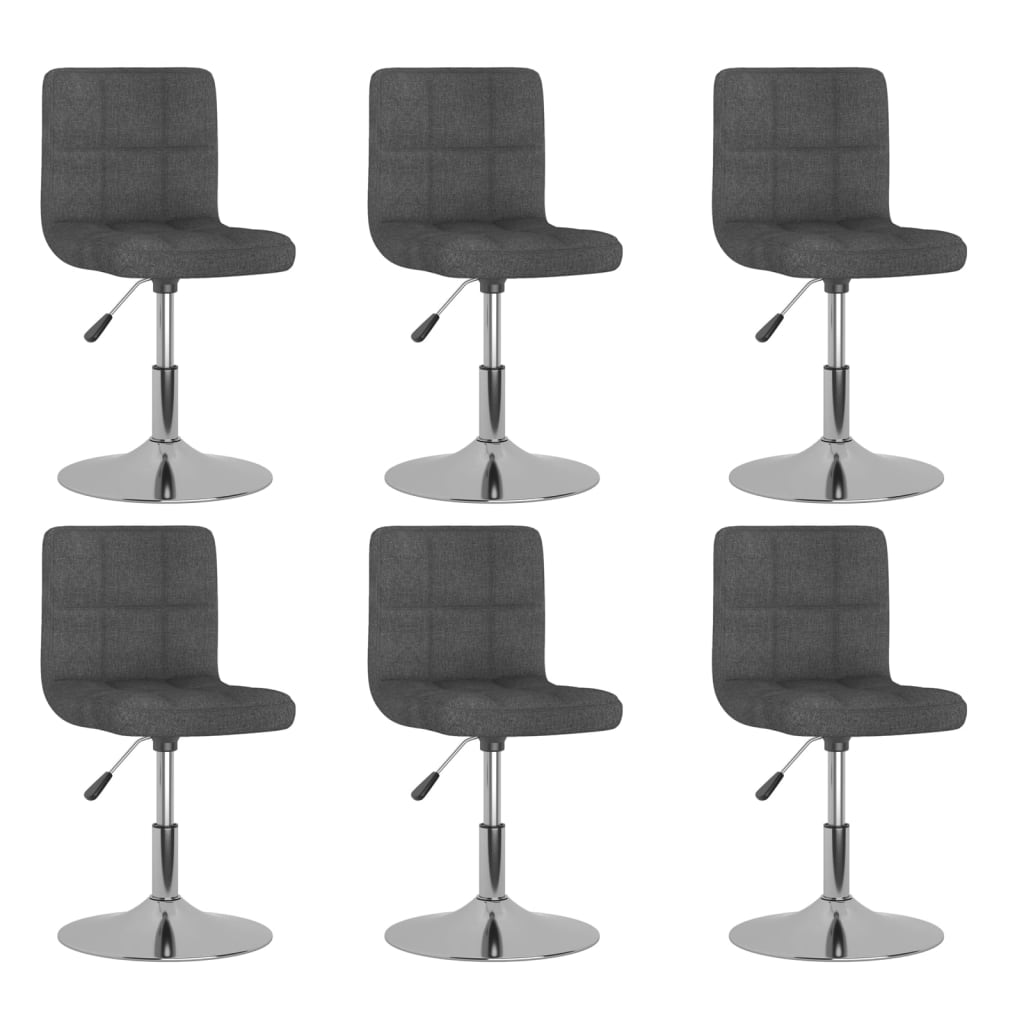 Chaises pivotantes à manger lot de 6 Gris foncé Tissu Chaises de cuisine vidaXL