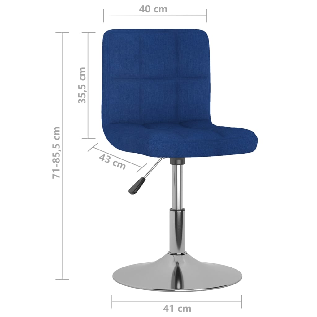 Chaise pivotante de salle à manger Bleu Tissu Chaises de cuisine vidaXL