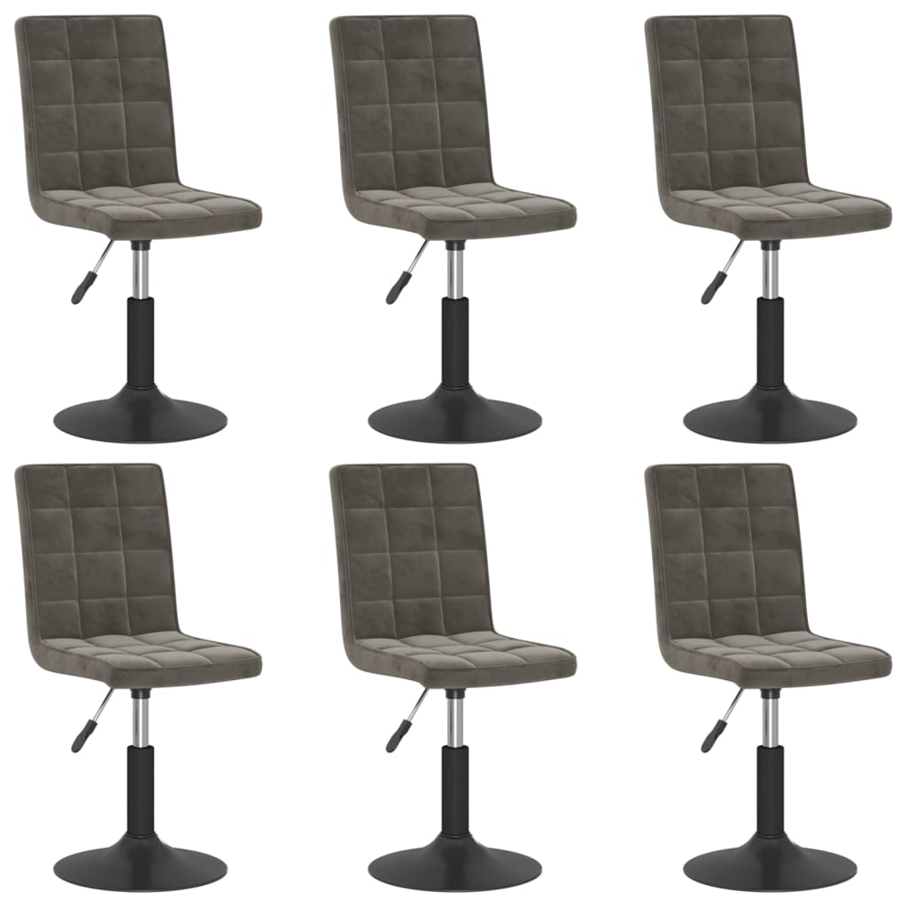 Chaises pivotantes à manger lot de 6 gris foncé velours Chaises de cuisine vidaXL   