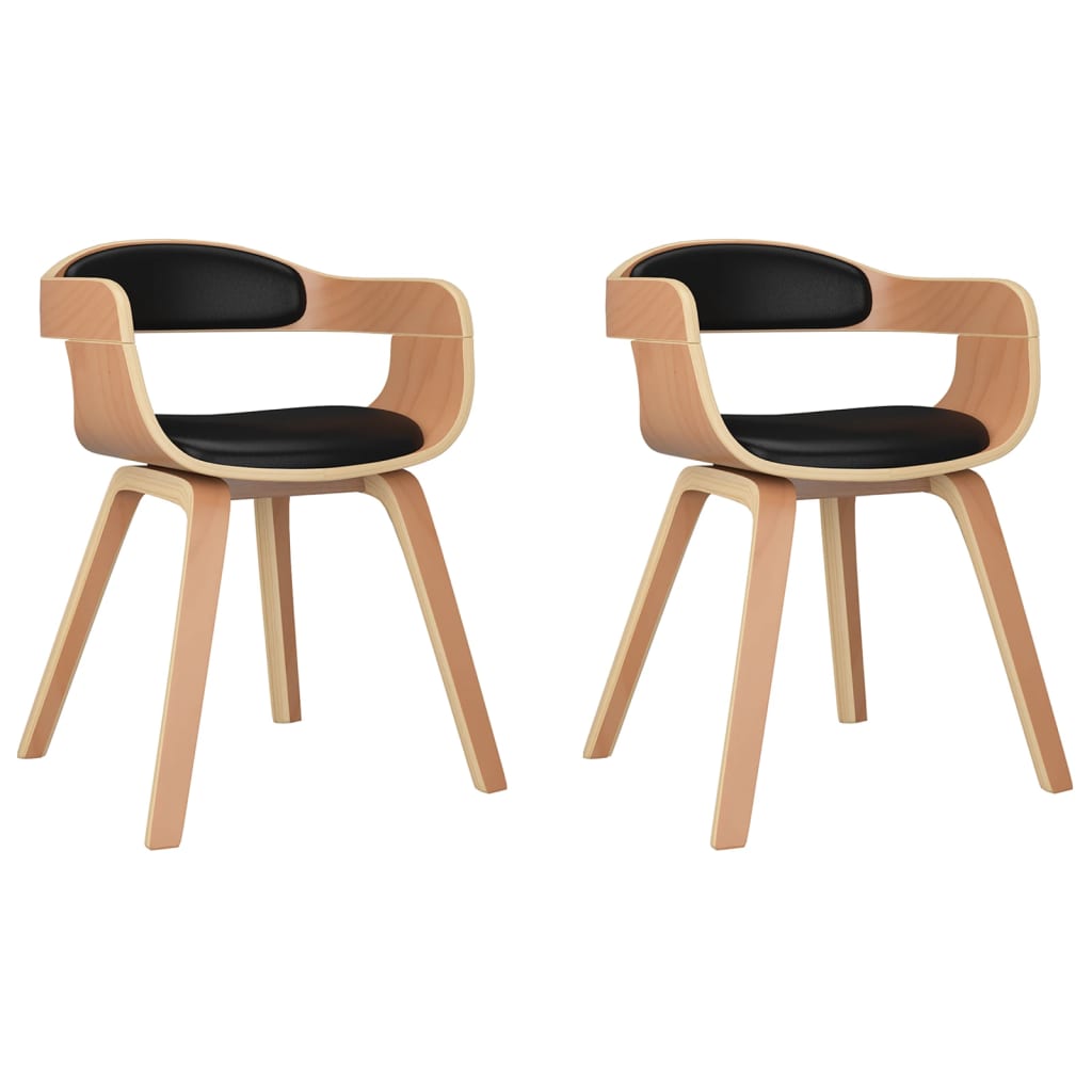 Chaises de salle à manger 2 pcs noir bois courbé et similicuir Chaises de cuisine vidaXL   