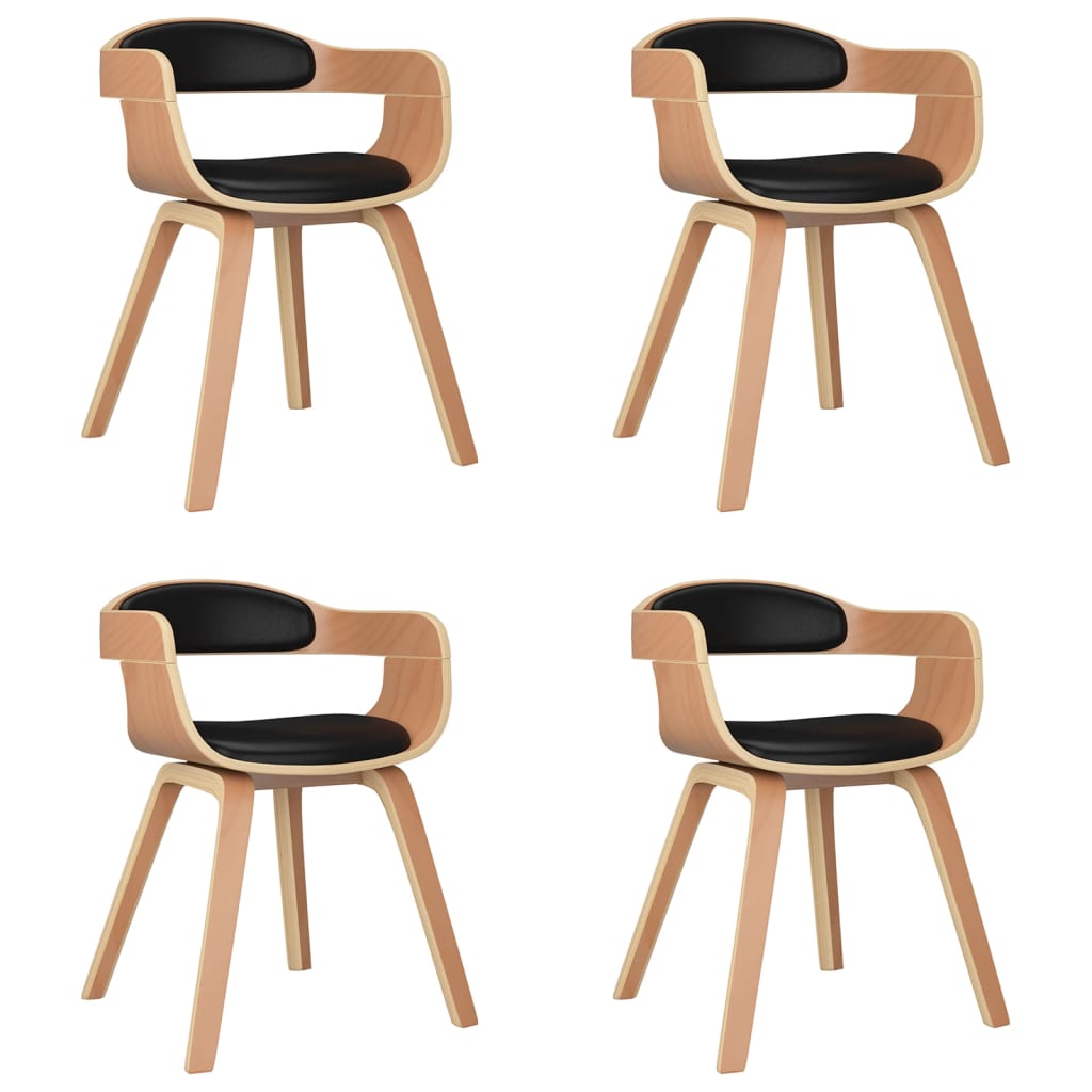 Chaises de salle à manger 4 pcs noir bois courbé et similicuir Chaises de cuisine vidaXL   