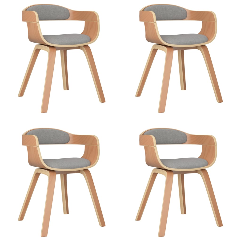 Chaises à manger lot de 4 taupe bois courbé et tissu Chaises de cuisine vidaXL   