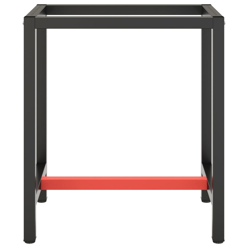 Cadre de banc de travail Noir et rouge mat 70x50x79 cm Métal Pieds de table vidaXL