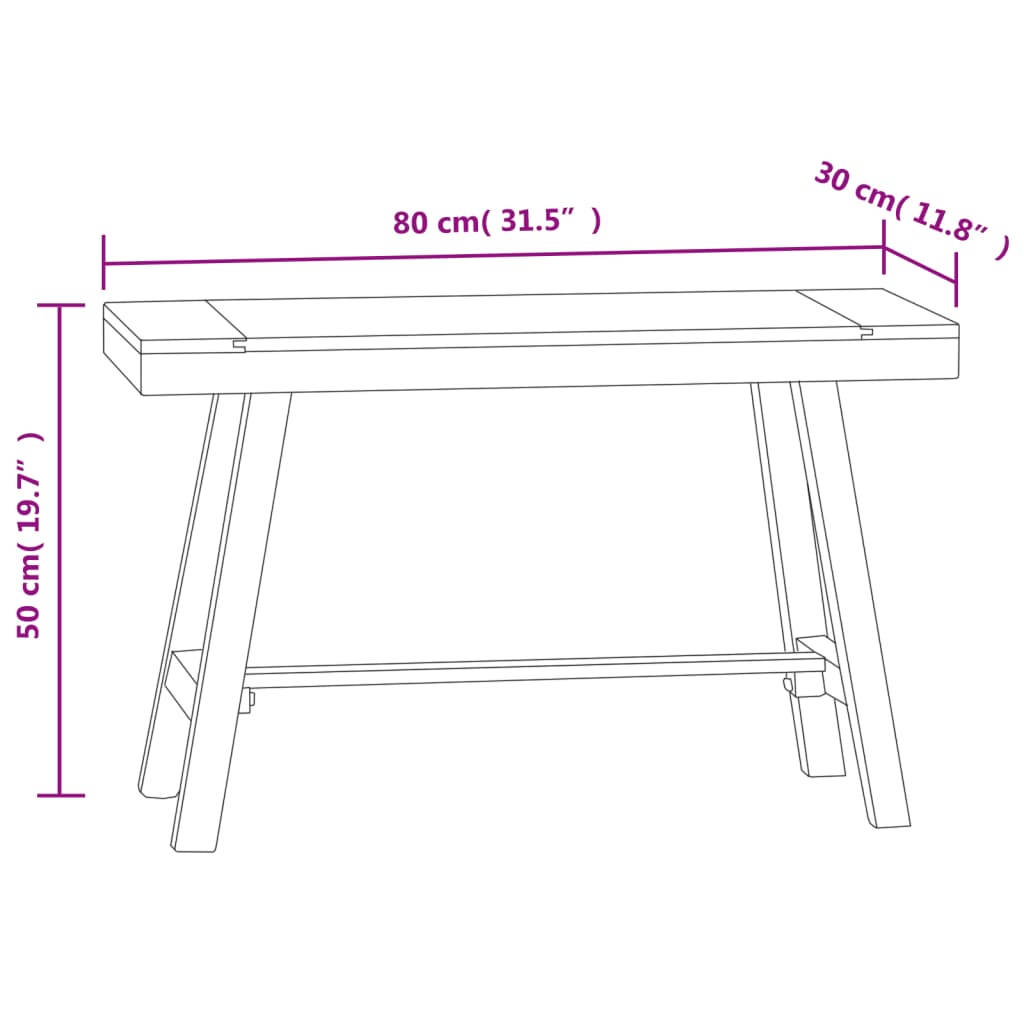 Banc 80 cm Bois massif de teck Bancs de cuisine & salle à manger vidaXL   