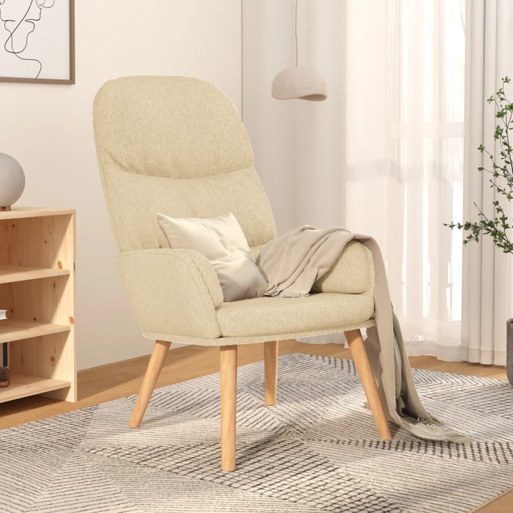 Chaise de relaxation Crème Tissu Fauteuils vidaXL   