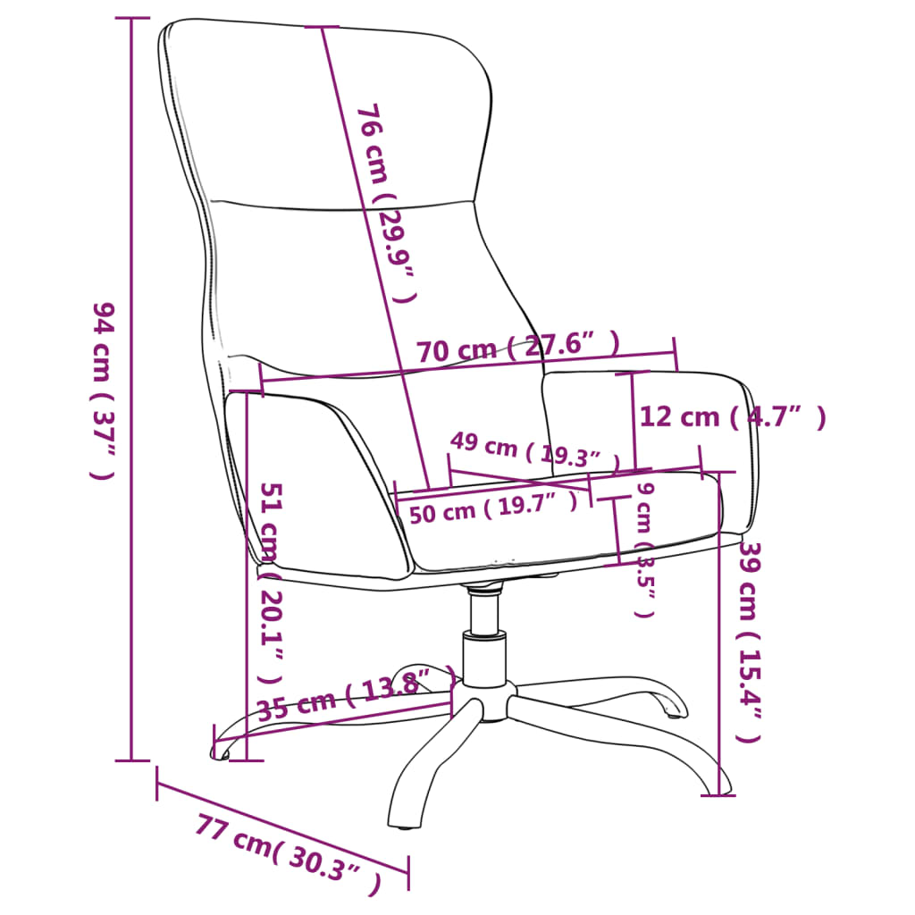 Chaise de relaxation Noir Similicuir