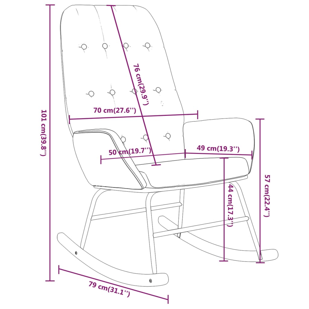 Chaise à bascule Gris foncé Tissu Fauteuils à bascule vidaXL   