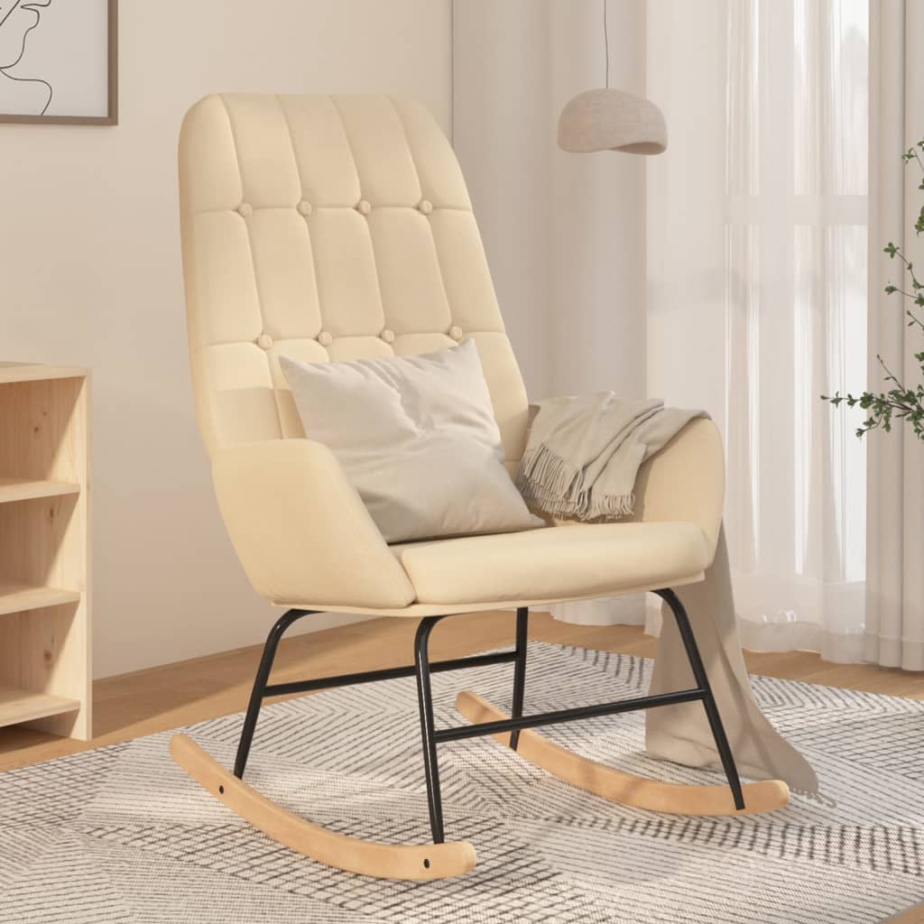 Chaise à bascule Crème Tissu Fauteuils à bascule vidaXL   