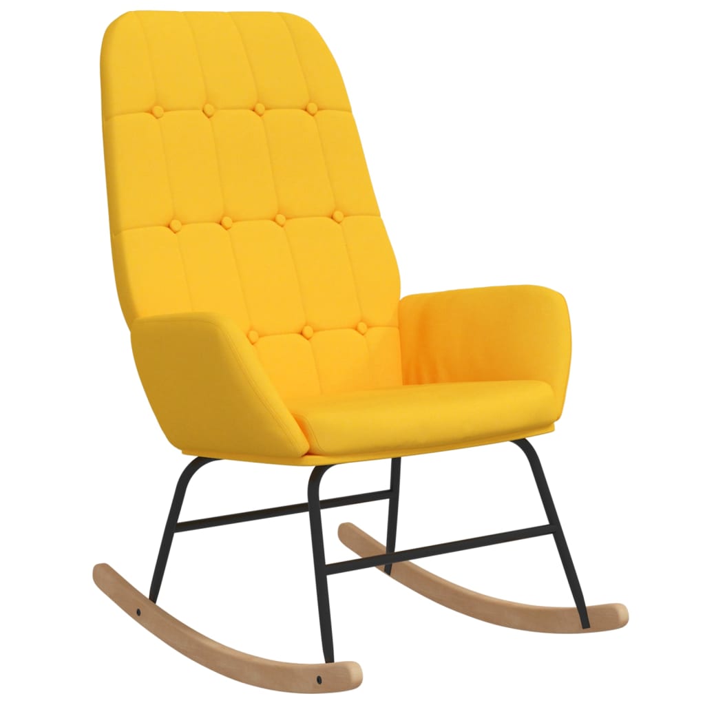 Chaise à bascule Jaune moutarde Tissu Fauteuils à bascule vidaXL   