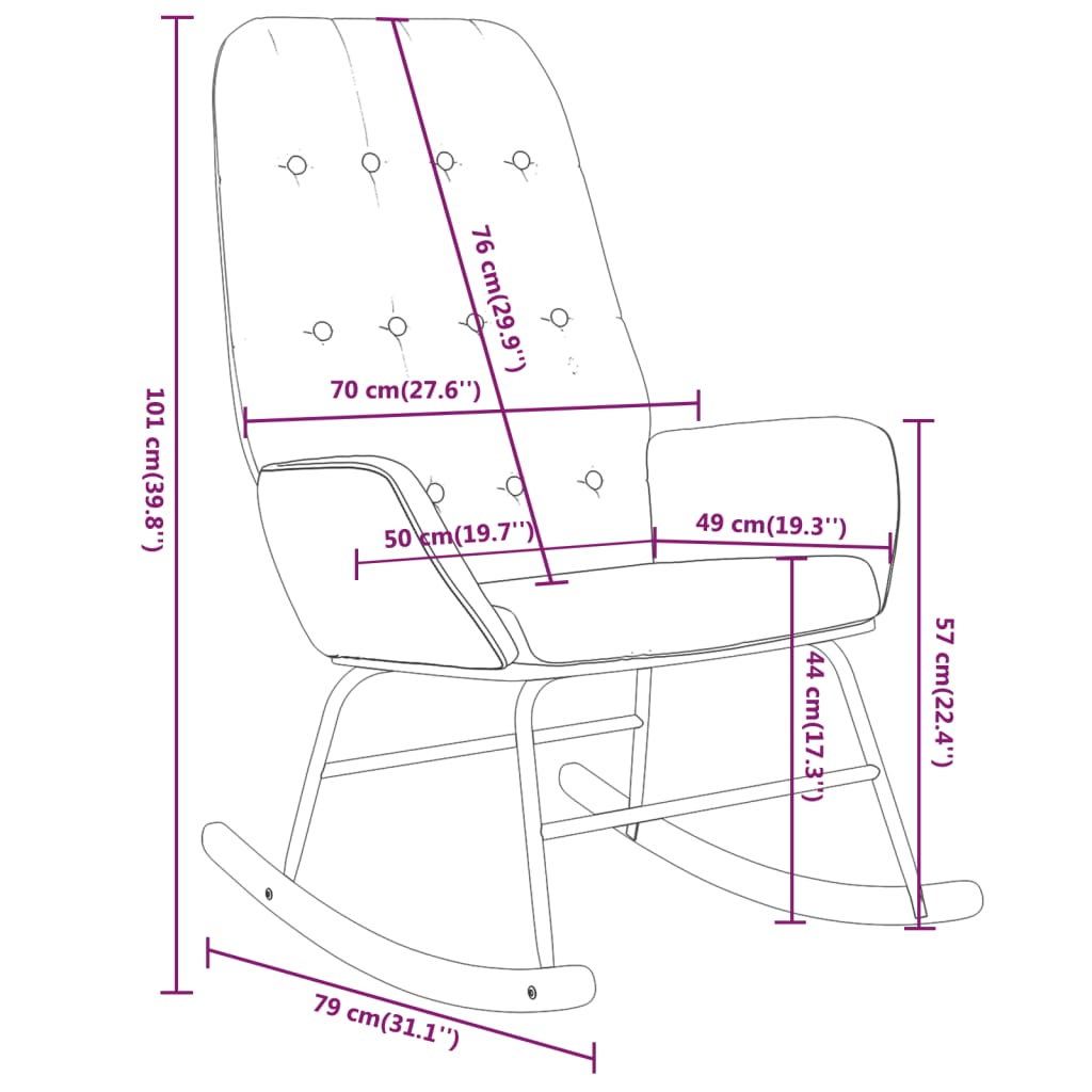 Chaise à bascule Jaune moutarde Tissu Fauteuils à bascule vidaXL   