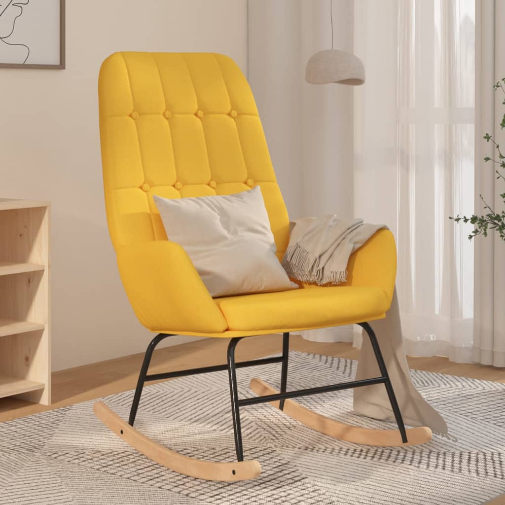 Chaise à bascule Jaune moutarde Tissu Fauteuils à bascule vidaXL   