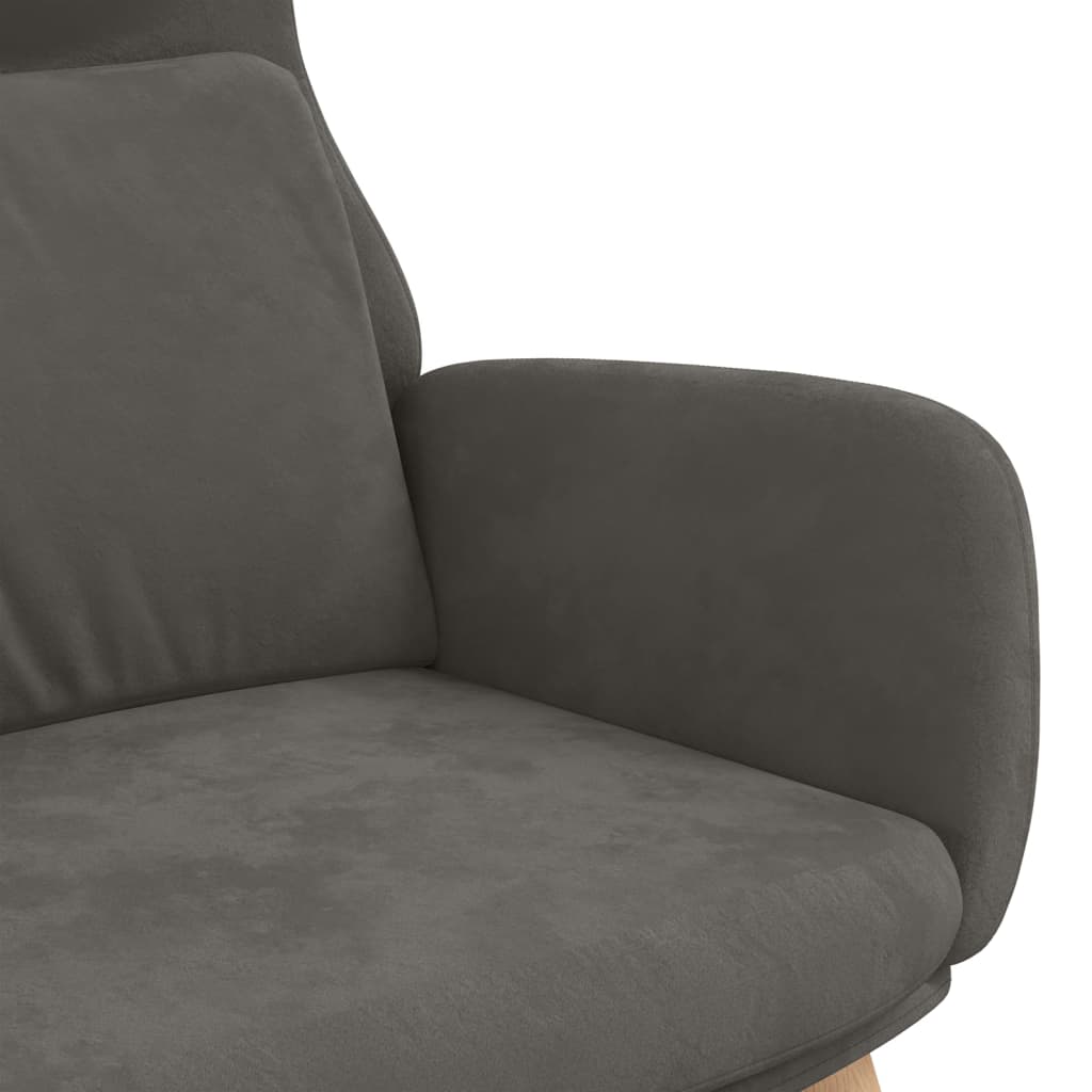 Chaise de relaxation Gris foncé Velours Fauteuils vidaXL   