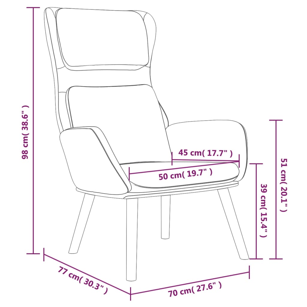 Chaise de relaxation Gris foncé Velours Fauteuils vidaXL   