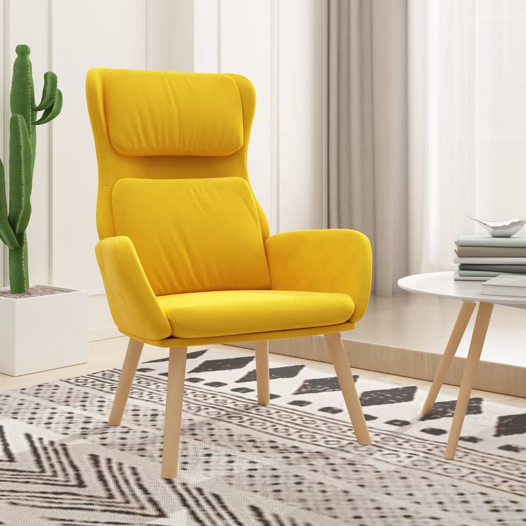 Chaise de relaxation Jaune moutarde Velours Fauteuils vidaXL   