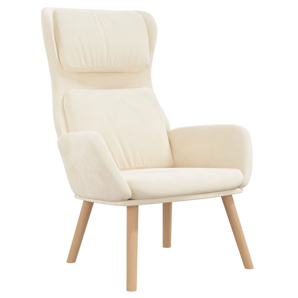 Chaise de relaxation Blanc crème Velours Fauteuils vidaXL   