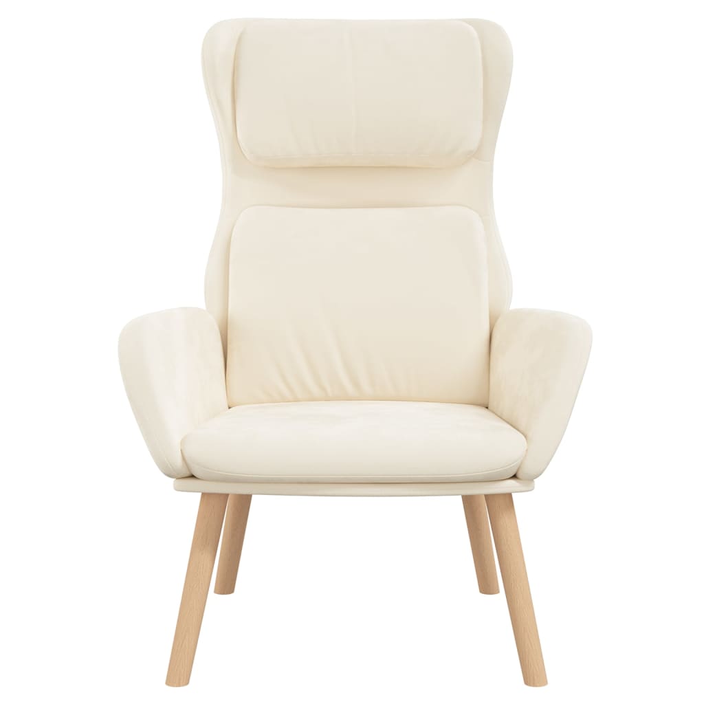 Chaise de relaxation Blanc crème Velours Fauteuils vidaXL   