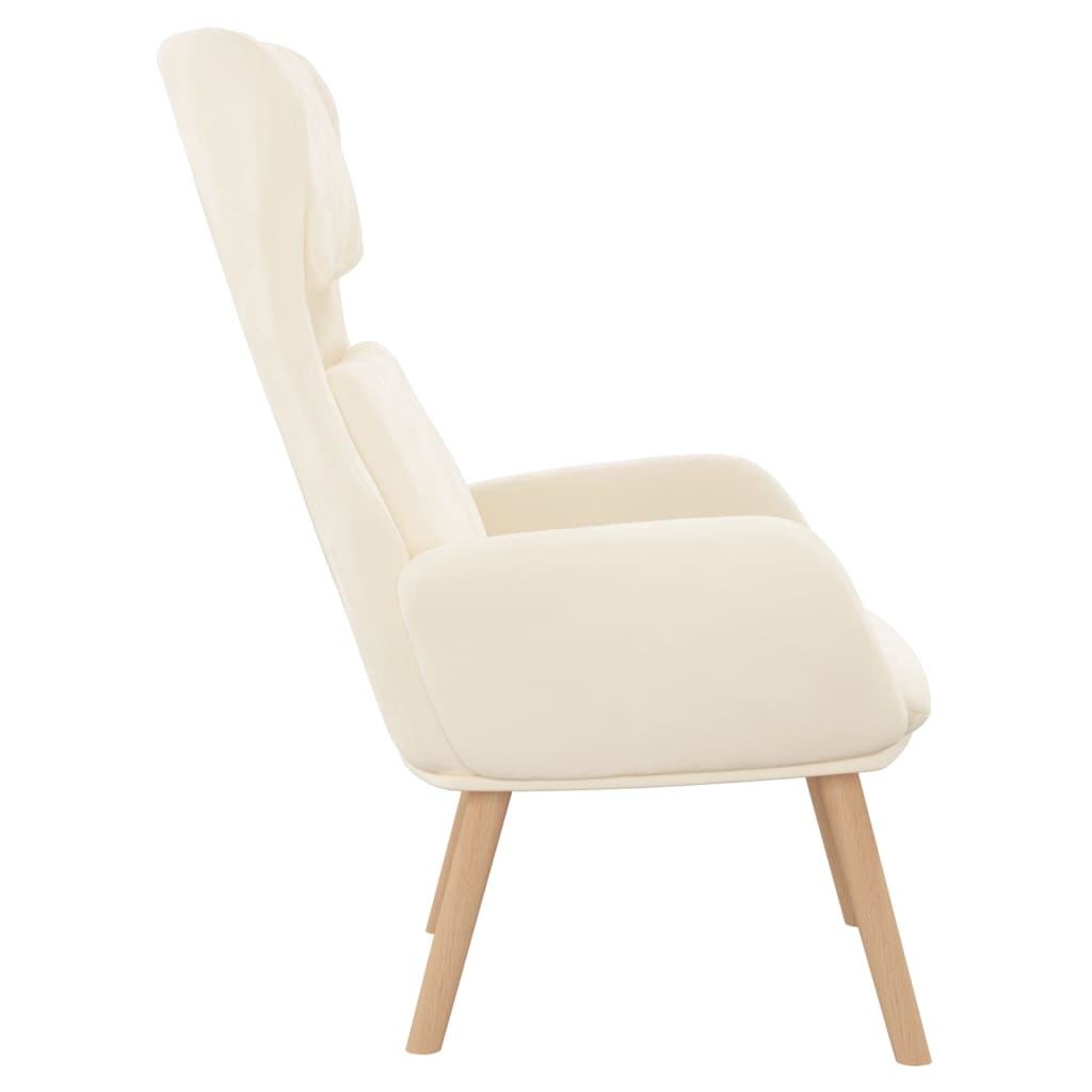 Chaise de relaxation Blanc crème Velours Fauteuils vidaXL   