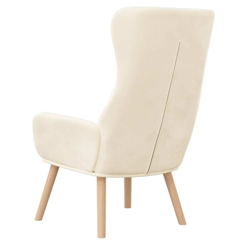 Chaise de relaxation Blanc crème Velours Fauteuils vidaXL   