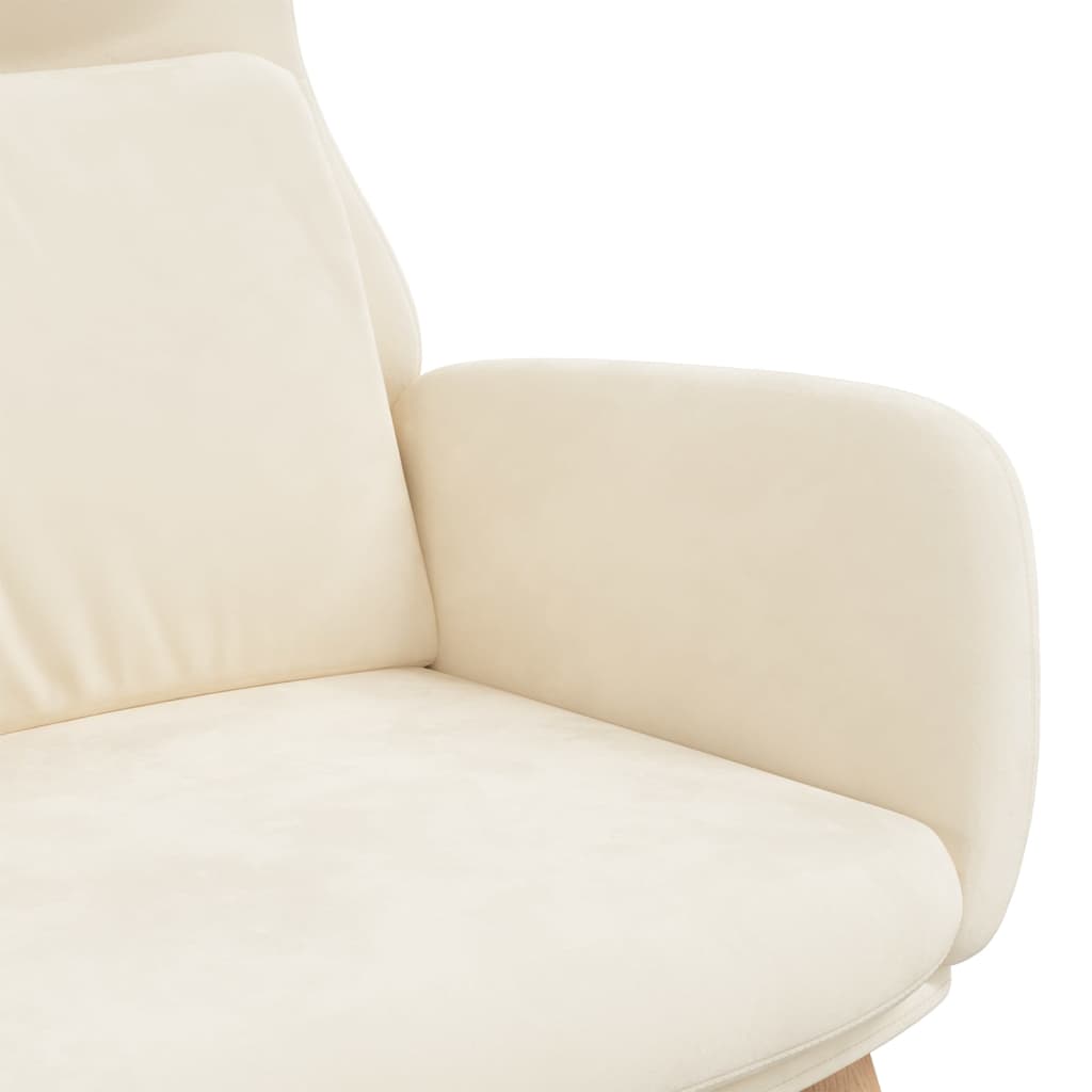 Chaise de relaxation Blanc crème Velours Fauteuils vidaXL   