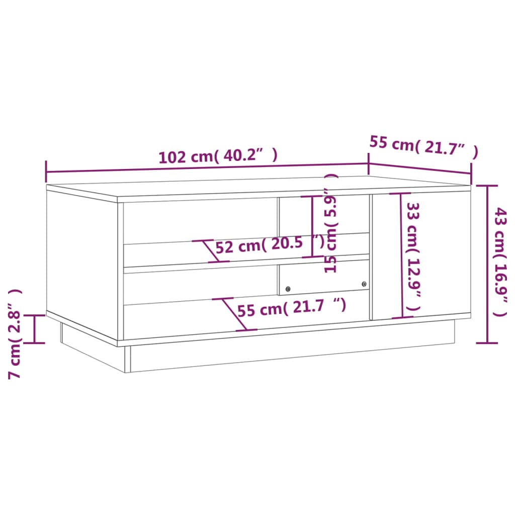 Table basse blanc 102x55x43 cm bois d'ingénierie Tables basses vidaXL   