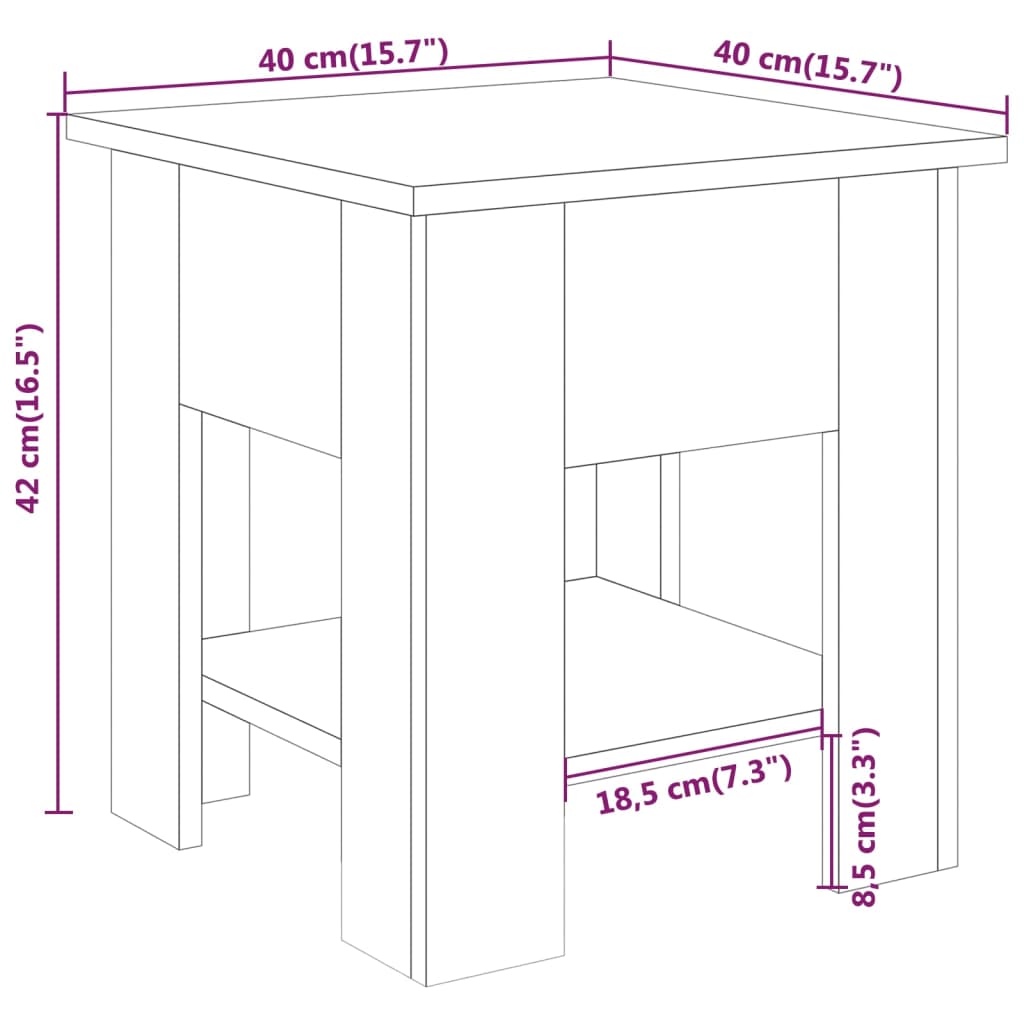 Table basse Sonoma gris 40x40x42 cm Bois d'ingénierie Tables basses vidaXL   