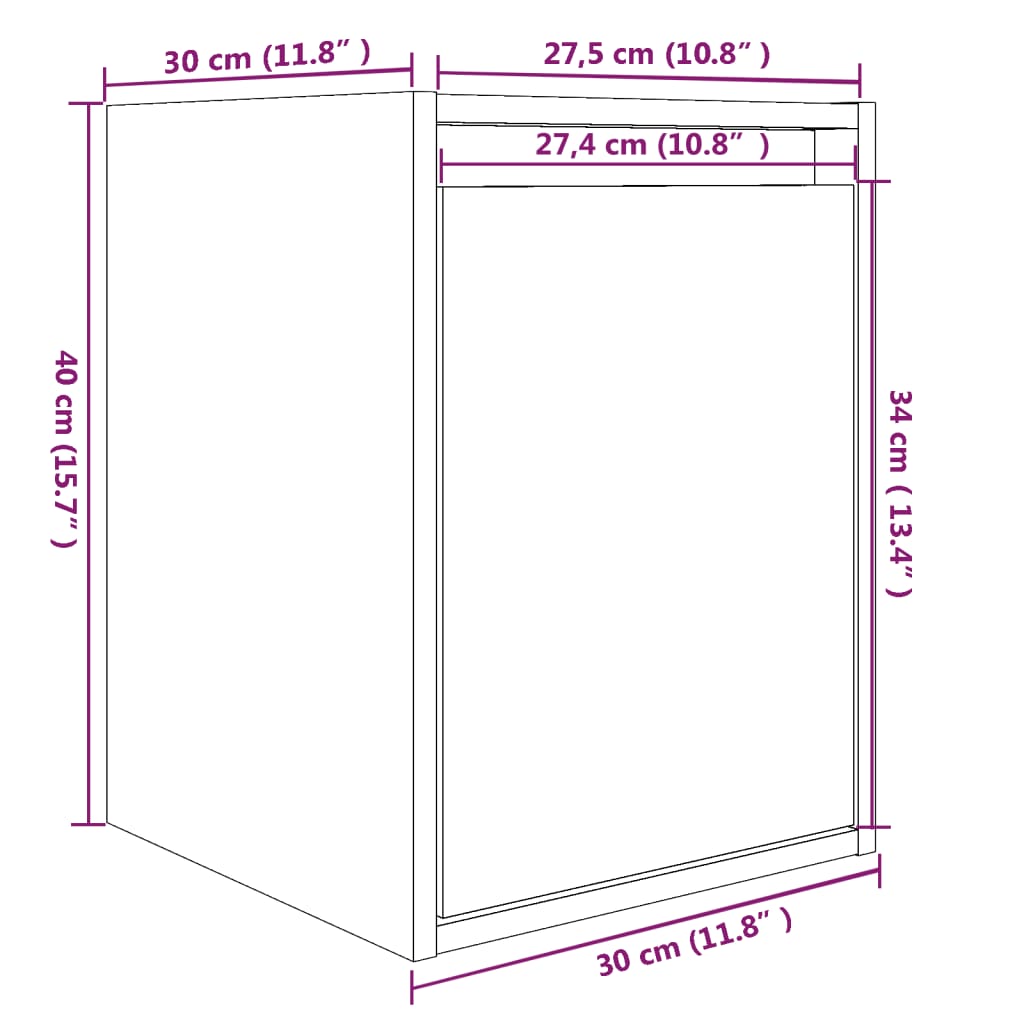 Armoire murale Gris 30x30x40 cm Bois de pin massif Étagères murales & corniches vidaXL   