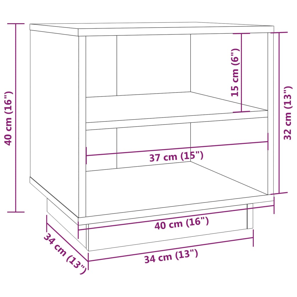 Table de chevet Gris 40x34x40 cm Bois de pin solide Tables de chevet vidaXL   