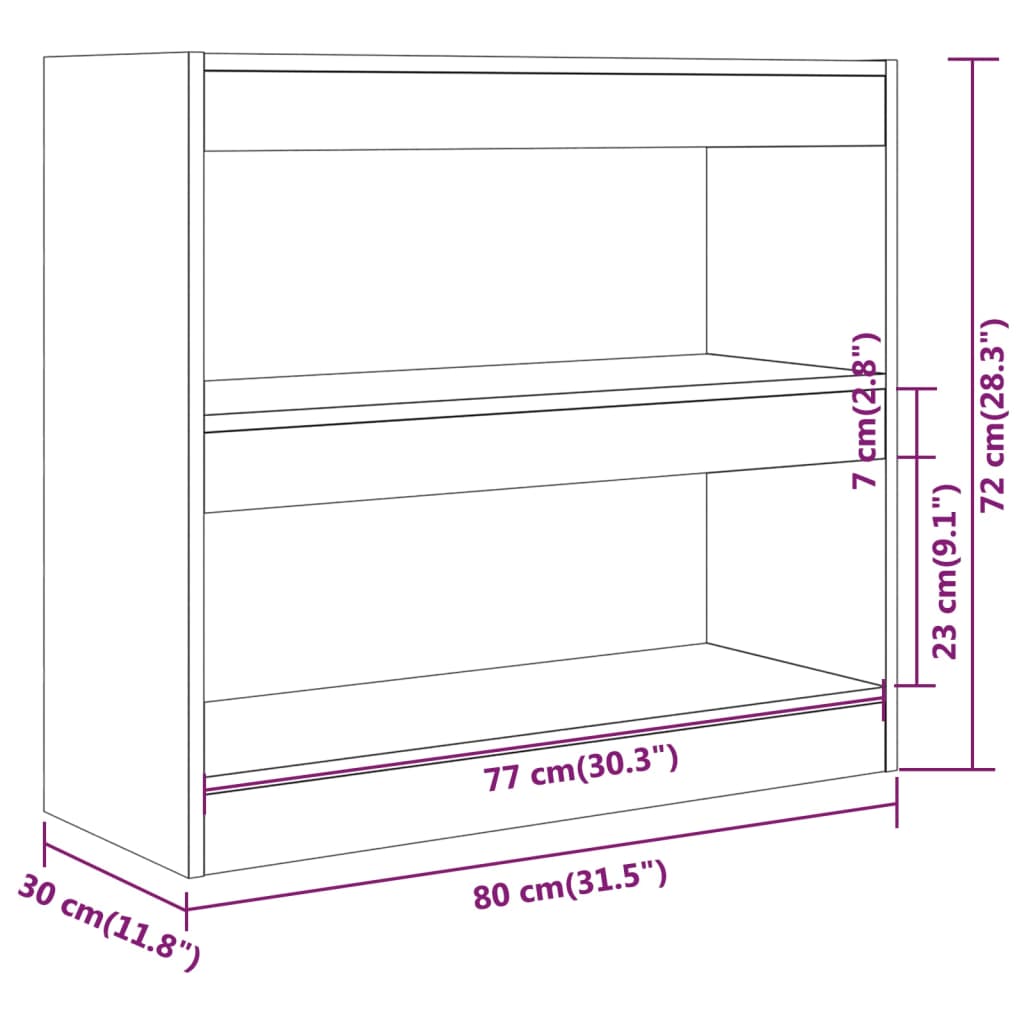 Bibliothèque/Séparateur de pièce chêne fumé 80x30x72 cm Bibliothèques vidaXL