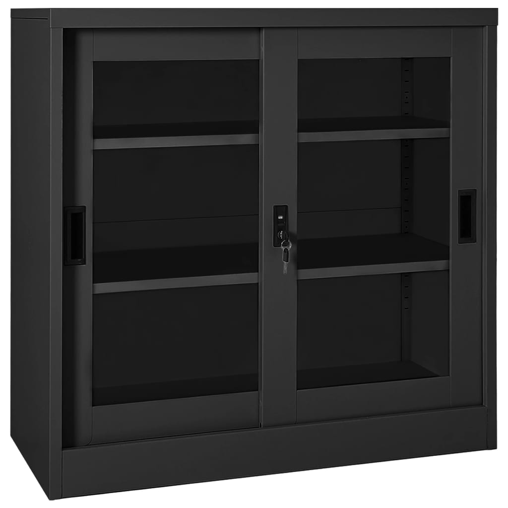 Armoire à portes coulissantes avec jardinière Anthracite Acier Casiers & armoires de rangement vidaXL   