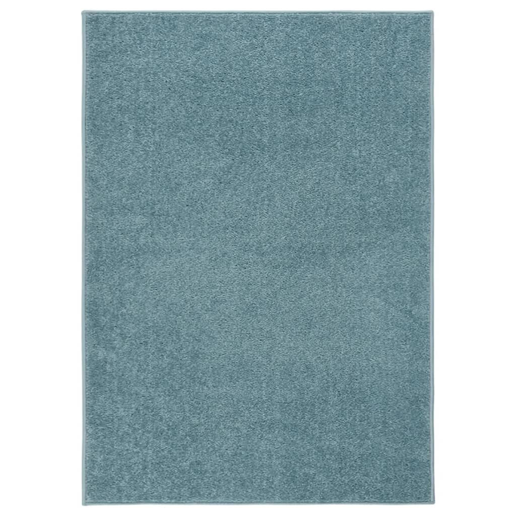 Tapis à poils courts 140x200 cm Bleu Tapis vidaXL   