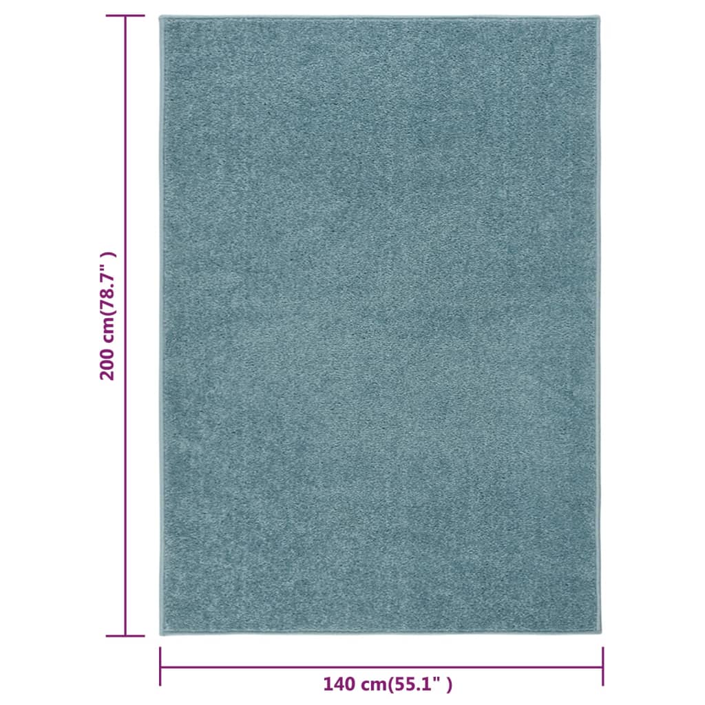 Tapis à poils courts 140x200 cm Bleu Tapis vidaXL   