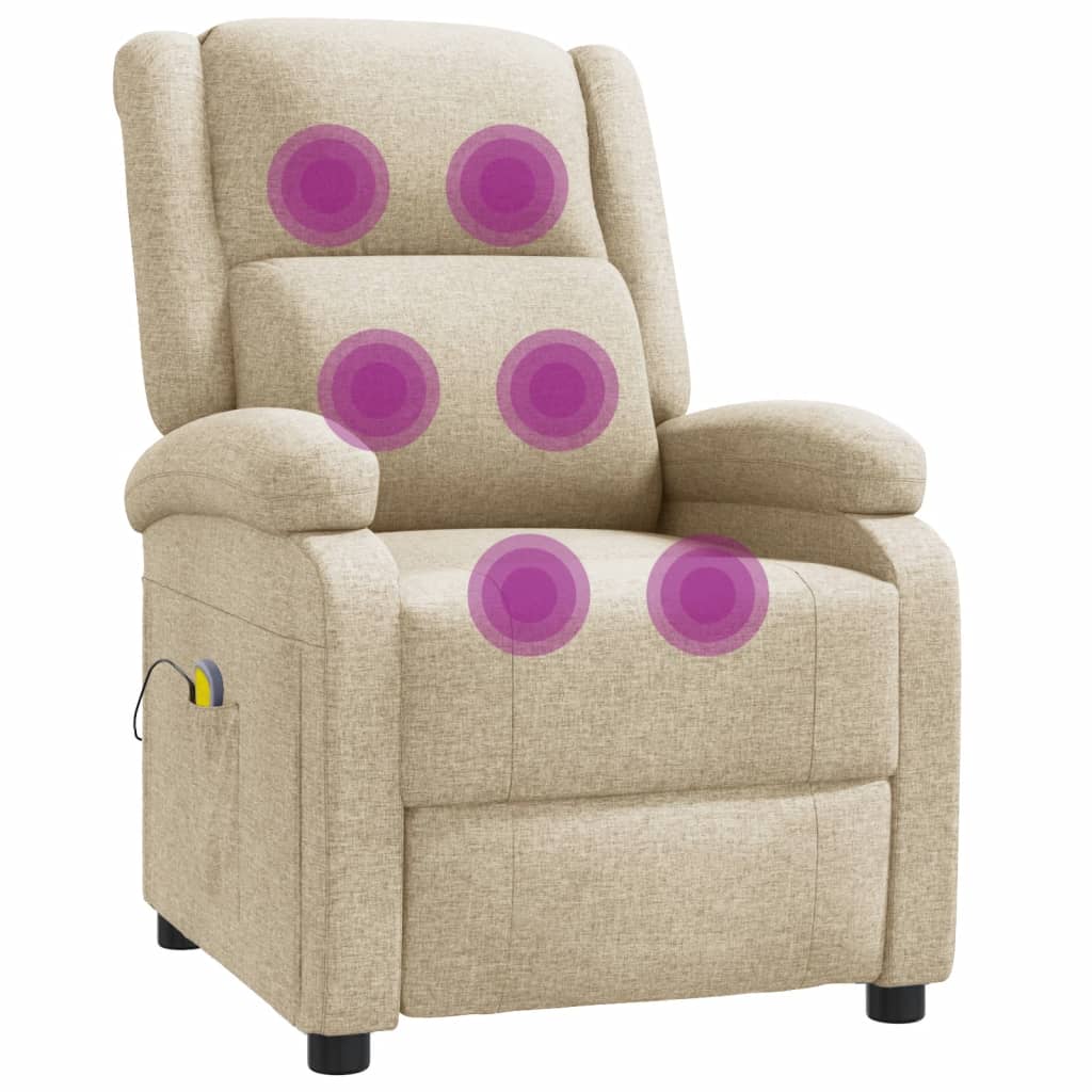 Fauteuil de massage Crème Tissu Fauteuils électriques vidaXL   