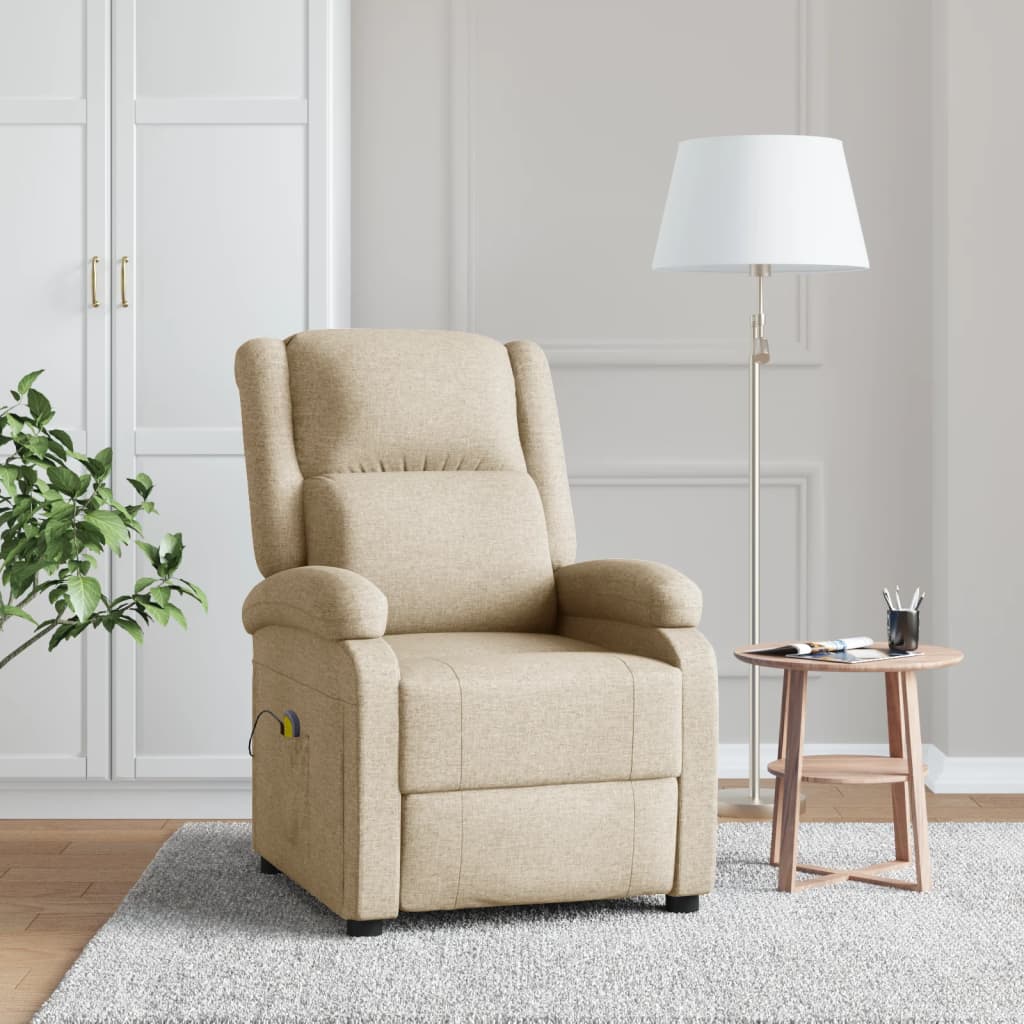 Fauteuil de massage Crème Tissu Fauteuils électriques vidaXL   