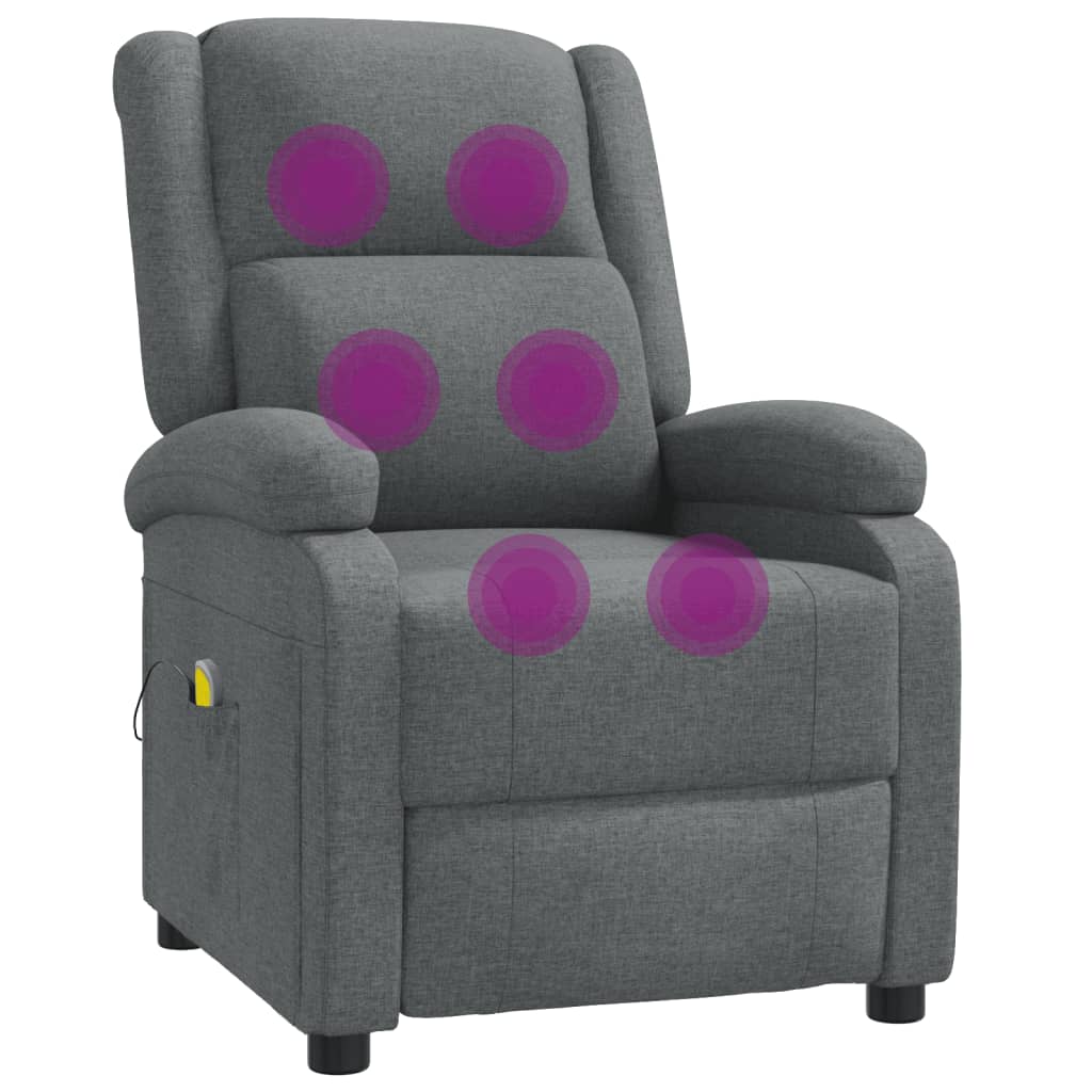 Fauteuil de massage Gris foncé Tissu Fauteuils électriques vidaXL   