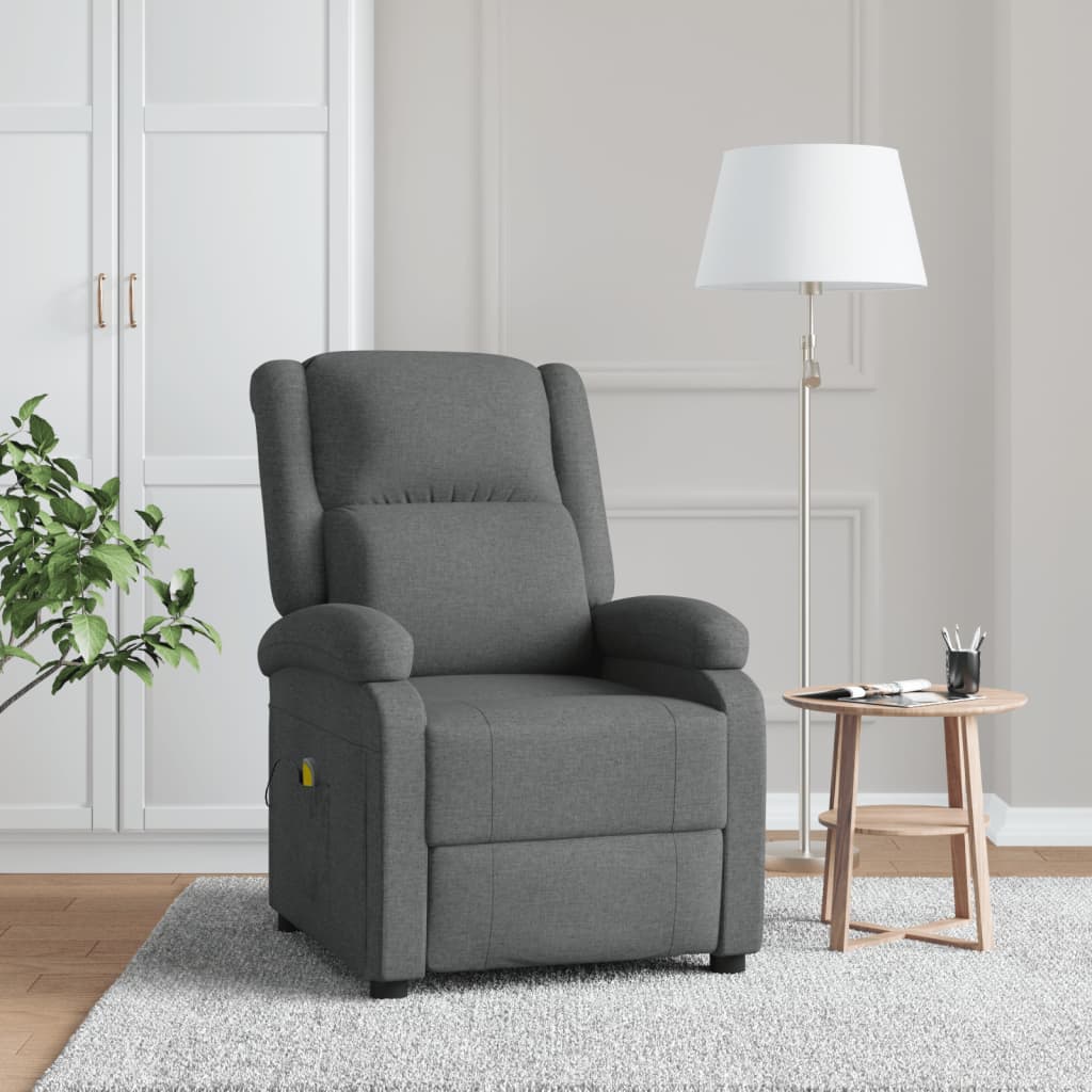 Fauteuil de massage Gris foncé Tissu Fauteuils électriques vidaXL   