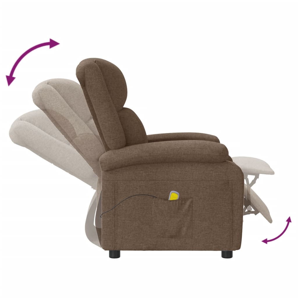 Fauteuil de massage Marron Tissu Fauteuils électriques vidaXL   