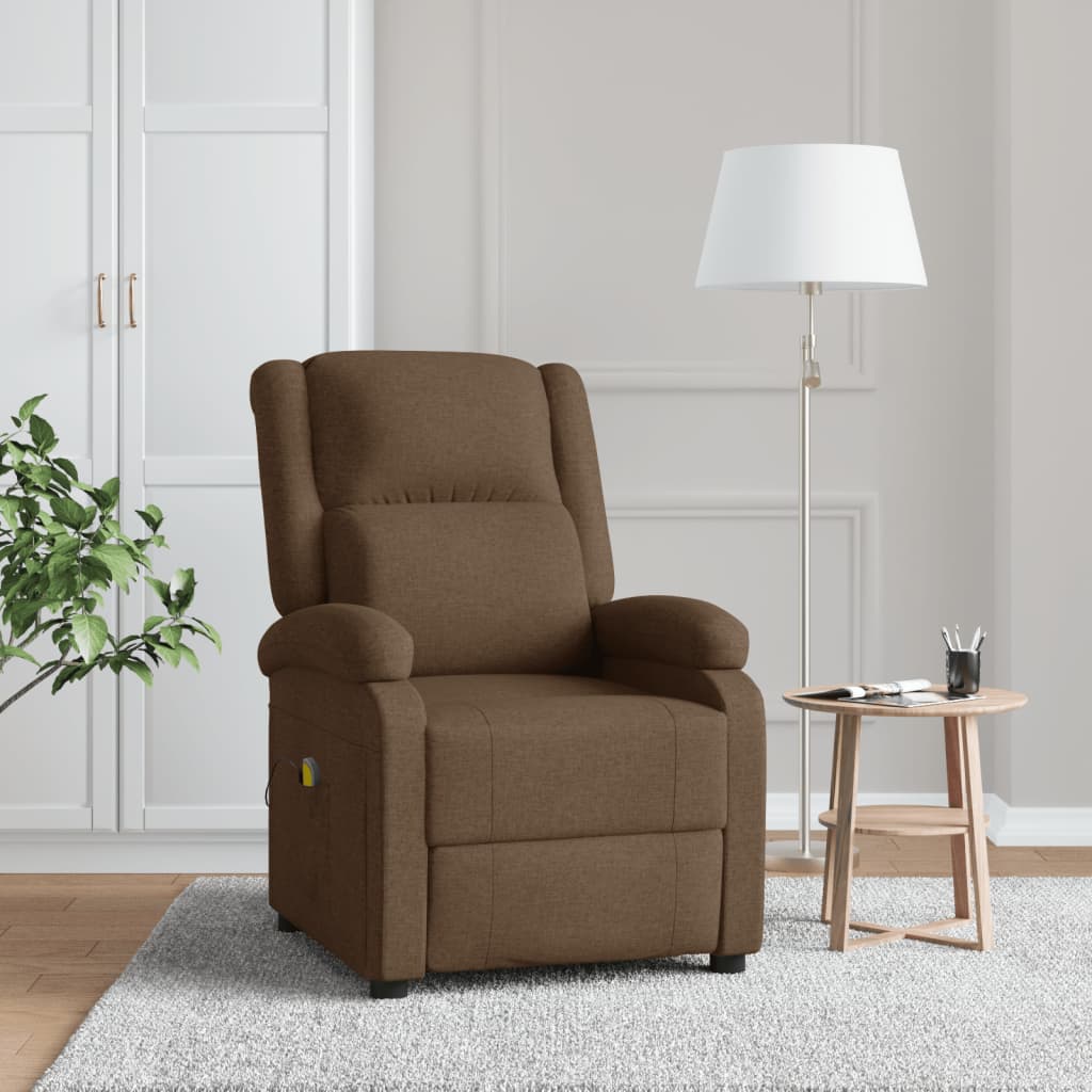 Fauteuil de massage Marron Tissu Fauteuils électriques vidaXL   