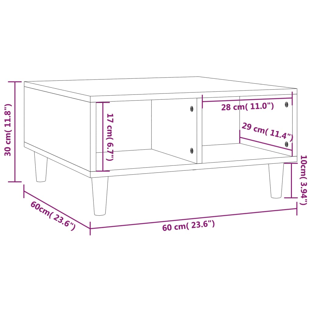 Table basse Sonoma gris 60x60x30 cm Aggloméré Tables basses vidaXL   