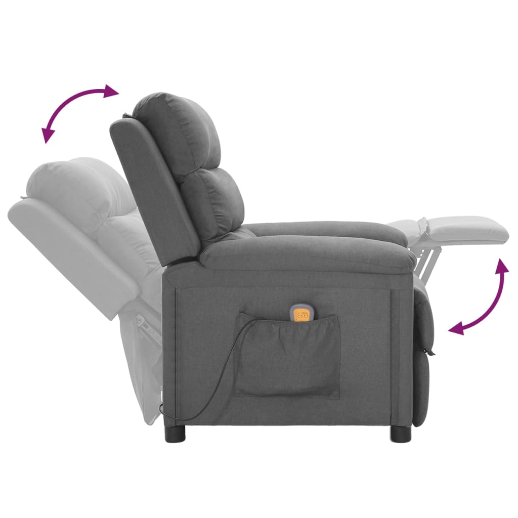 Fauteuil de massage Gris clair Tissu Fauteuils électriques vidaXL   